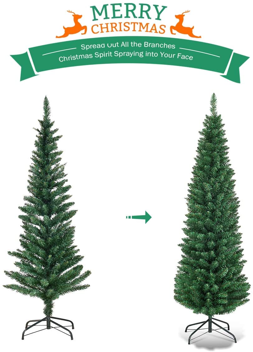 Pencil Christmas Tree, Artificial Slim Skinny Tree - GoflameUS