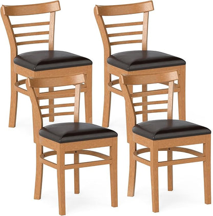 Goflame Wooden Dining Chairs Set PU Leather Upholstered Kitchen Chair w/Rubber Wood Legs