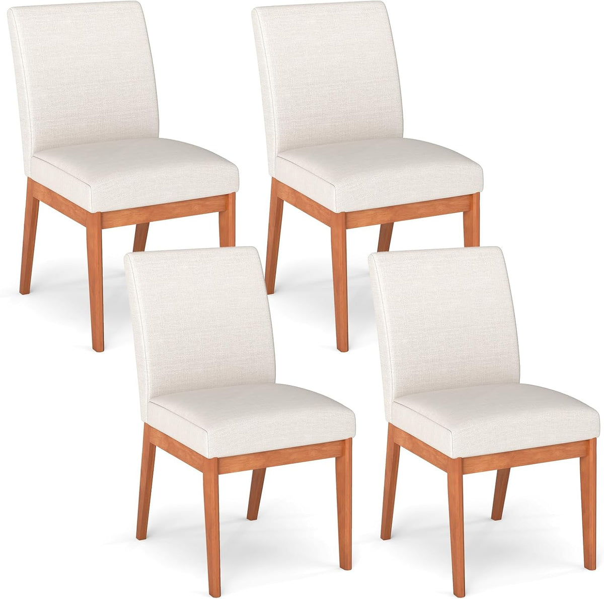 Goflame Upholstered Dining Chairs Set of 2 or 4 Kitchen Armless Side Chair w/Rubber Wood Legs