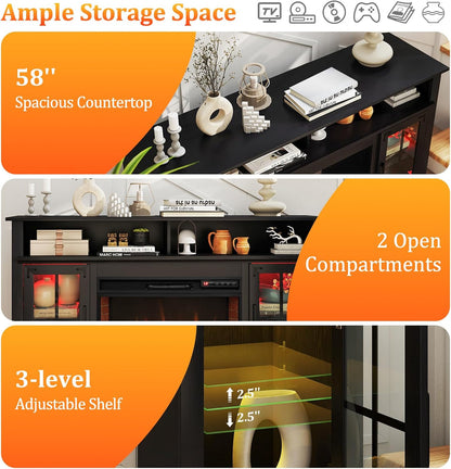 GOFLAME Fireplace TV Stand with Remote Controls and Thermostat