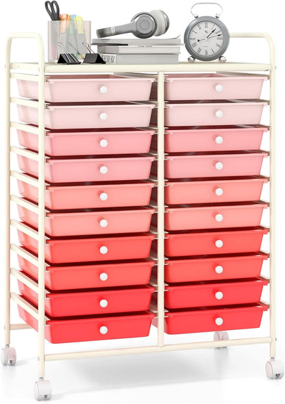 Goflame Storage Drawer Carts, 20-Drawer Organizer, Utility Cart on Wheels