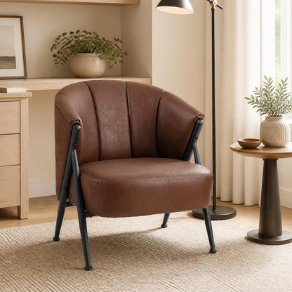 Goflame Mid Century Modern Accent Chair w/Curved Backrest & Wide Seat