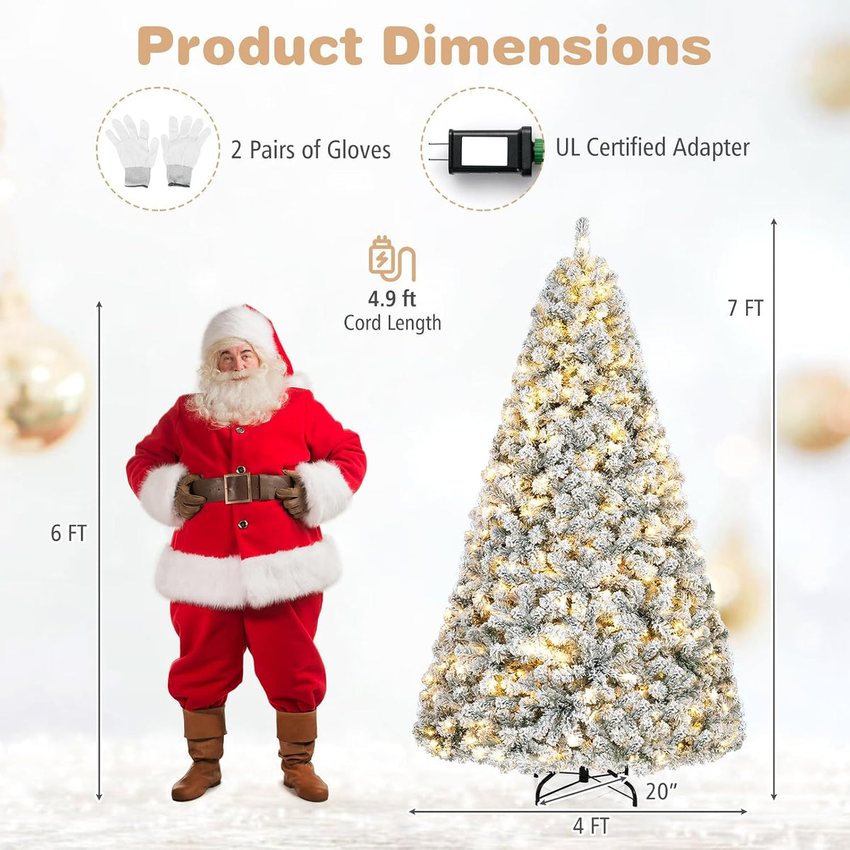 GOFLAME Artificial Christmas Tree Snow Flocked