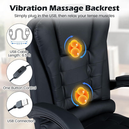 Goflame Massage Office Chair, Comfy Desk Chair with Foot Rest, Black | Executive Chair with Adjustable Reclining Backrest