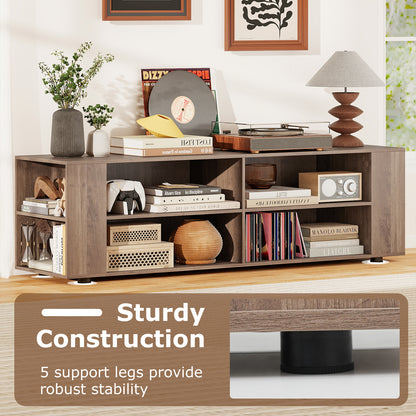 TV Stand for TVs up to 65 Inches, Modern Media Entertainment Center with 4 Open Storage Shelves and 4 Side Storage Shelves