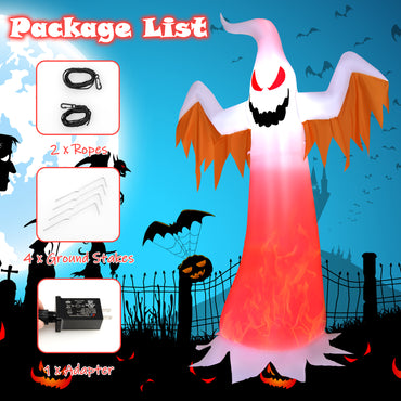 6FT Halloween Inflatable Scary Spooky Ghost, Blow Up Yard Decoration with Built-in Flame Light and Waterproof Blower