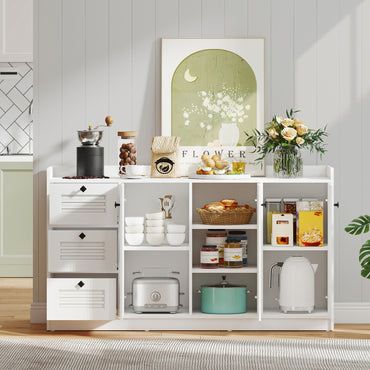 63” Buffet Cabinet with Storage, Large Sideboard with 3 Doors & 3 Drawers