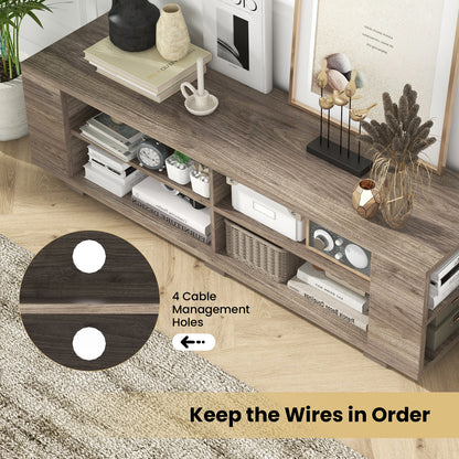 TV Stand for TVs up to 65 Inches, Modern Media Entertainment Center with 4 Open Storage Shelves and 4 Side Storage Shelves