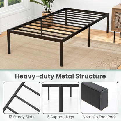 14” Twin Size Bed Frame, Metal Platform Bed Frame with Heavy Duty Steel Slat Support