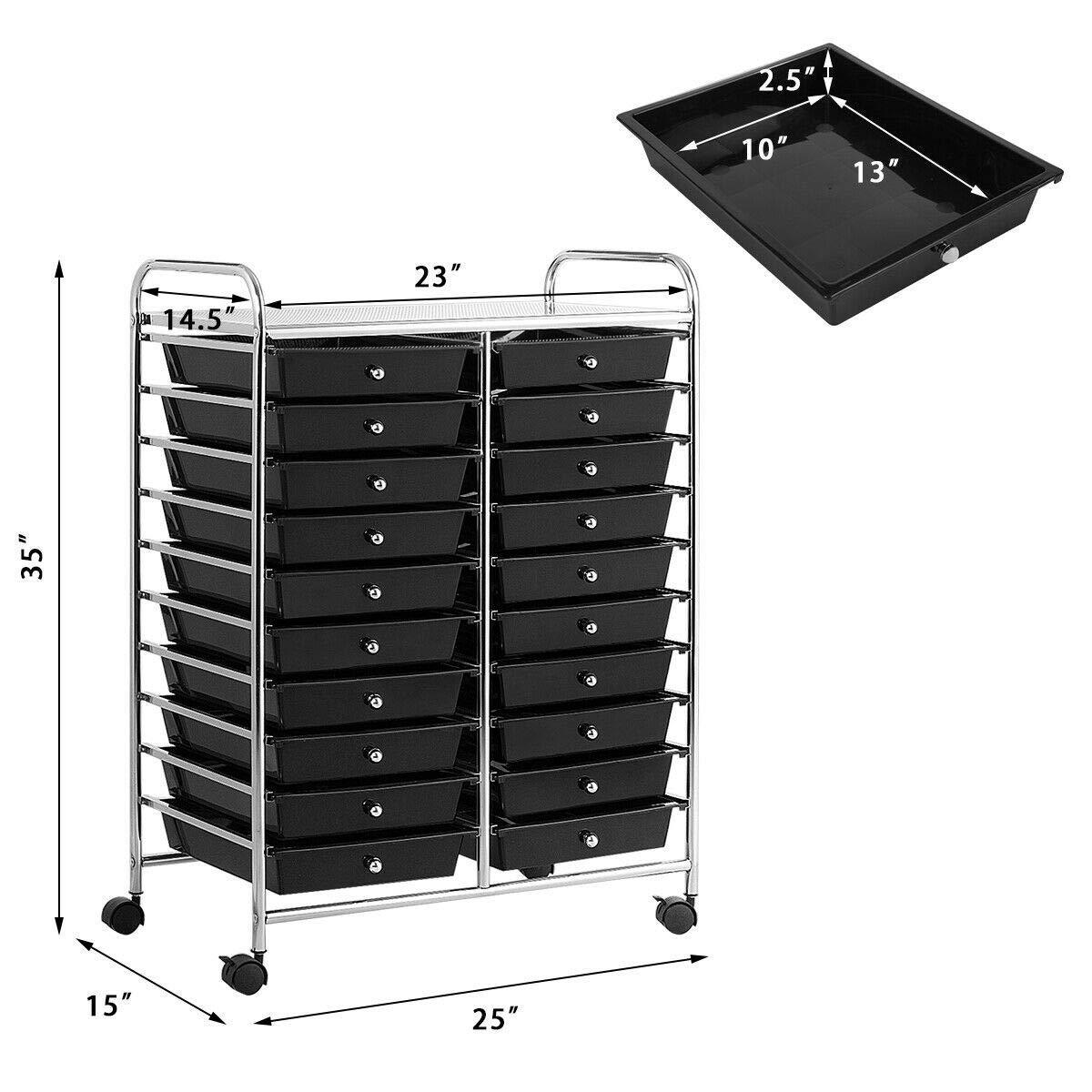 Goflame Storage Drawer Carts, 20-Drawer Organizer, Utility Cart on Wheels