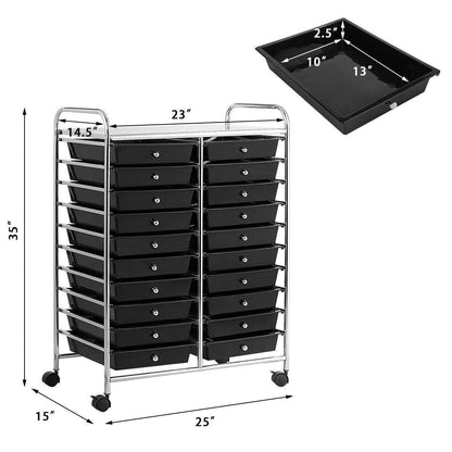 Goflame Storage Drawer Carts, 20-Drawer Organizer, Utility Cart on Wheels
