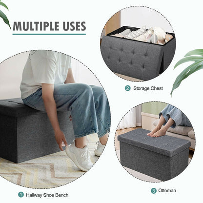 Storage Ottoman Footrest 31.5 Inch Fold-able Toy Organizers