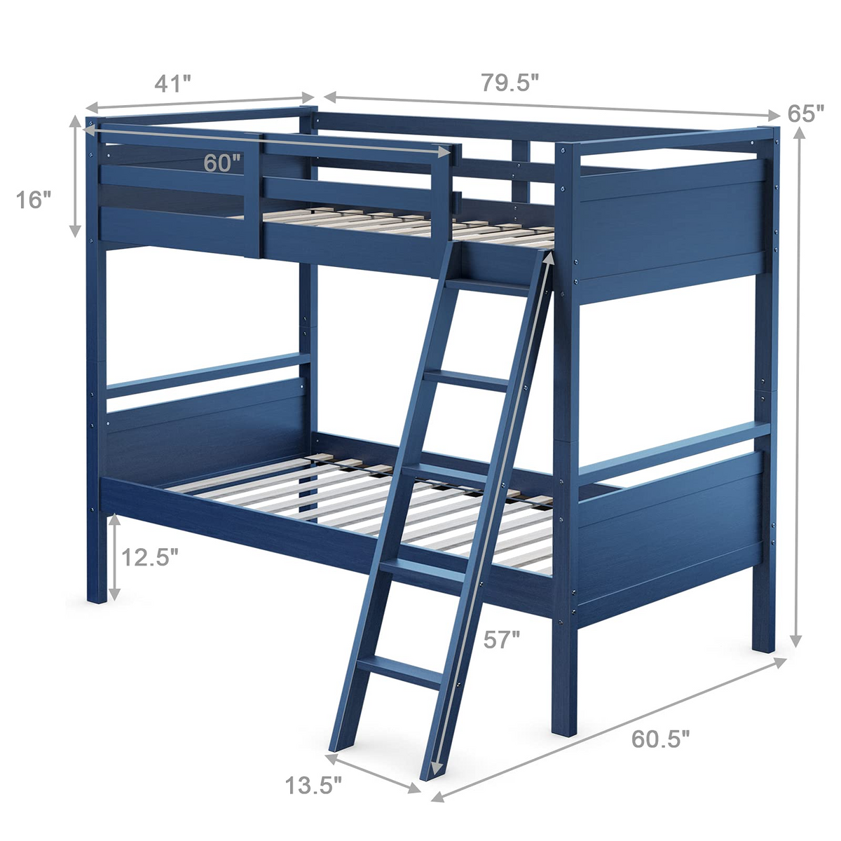 Goflame Twin Over Twin Bunk Bed, Solid Wood Twin Bunk Bed Convertible Into Two Individual Beds