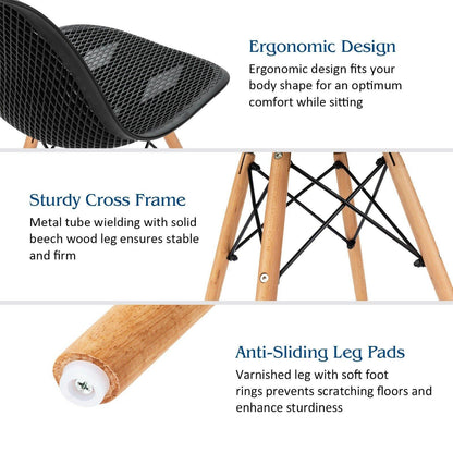 Goflame Set of 2 or 4 Modern Dining Chairs, Shell PP Lounge Side Chairs w/ Mesh Design - Goflameus