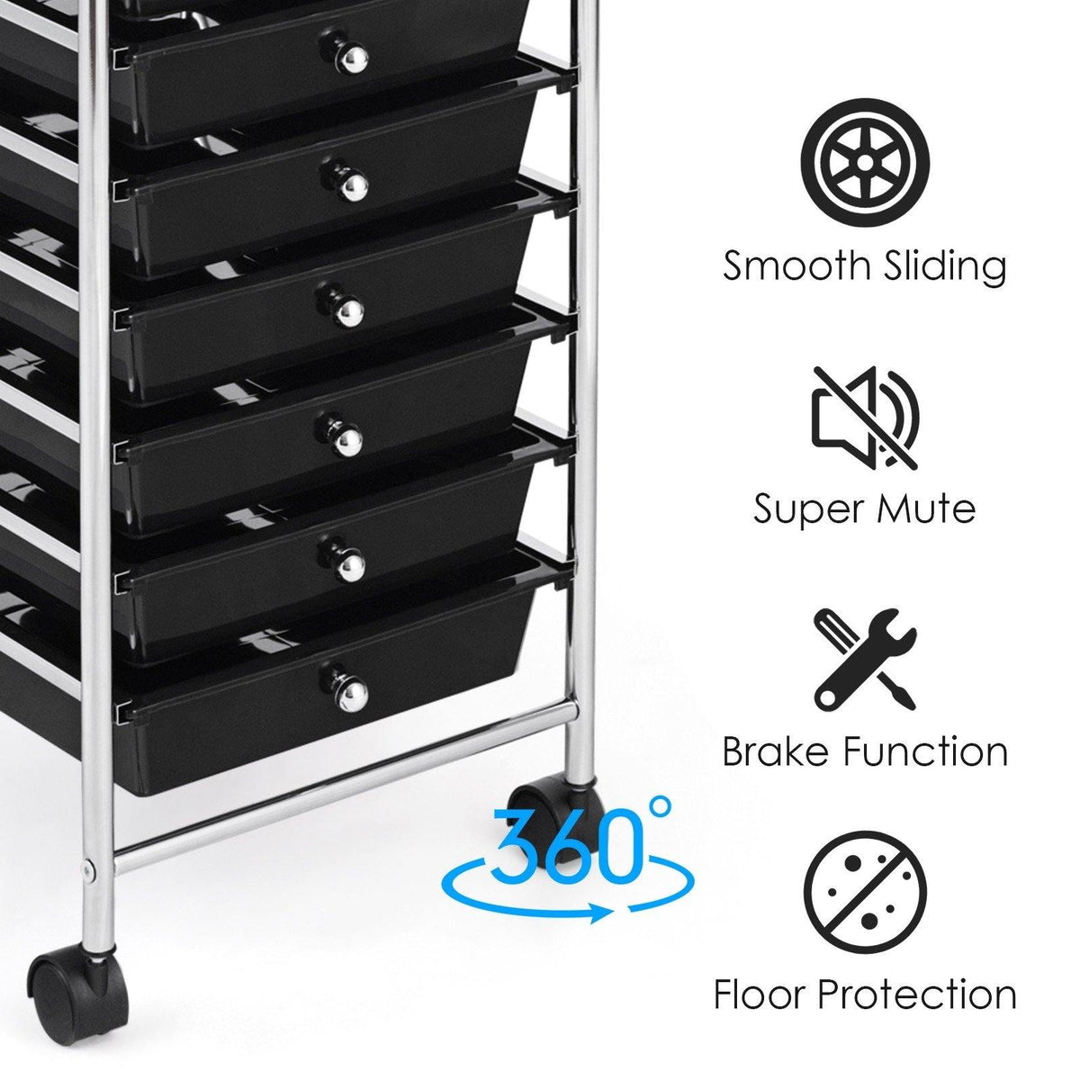 10 Drawer Rolling Storage Cart Scrapbook Paper Office School Organizer - Goflameus