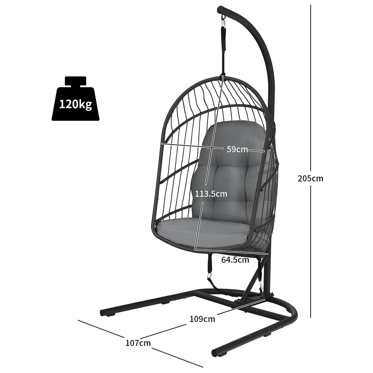 Goflame Hanging Egg Chair with Stand
