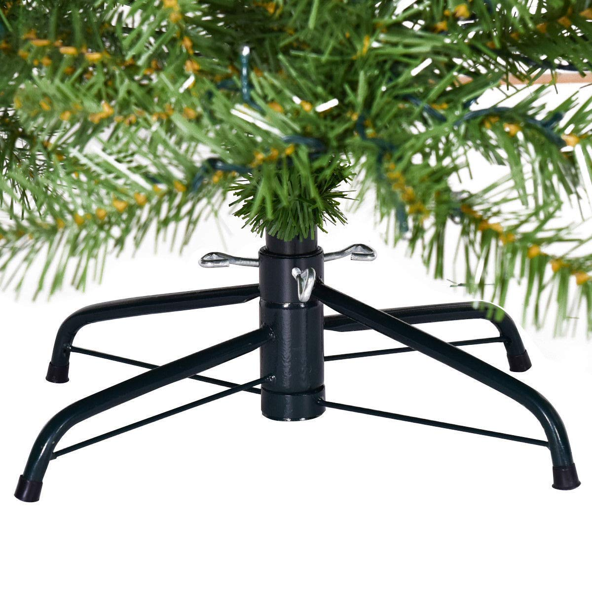 Goflame Pre-Lit Christmas Tree Artificial PVC Spruce Hinged with 560 LED Lights and Solid Metal Legs - GoflameUS
