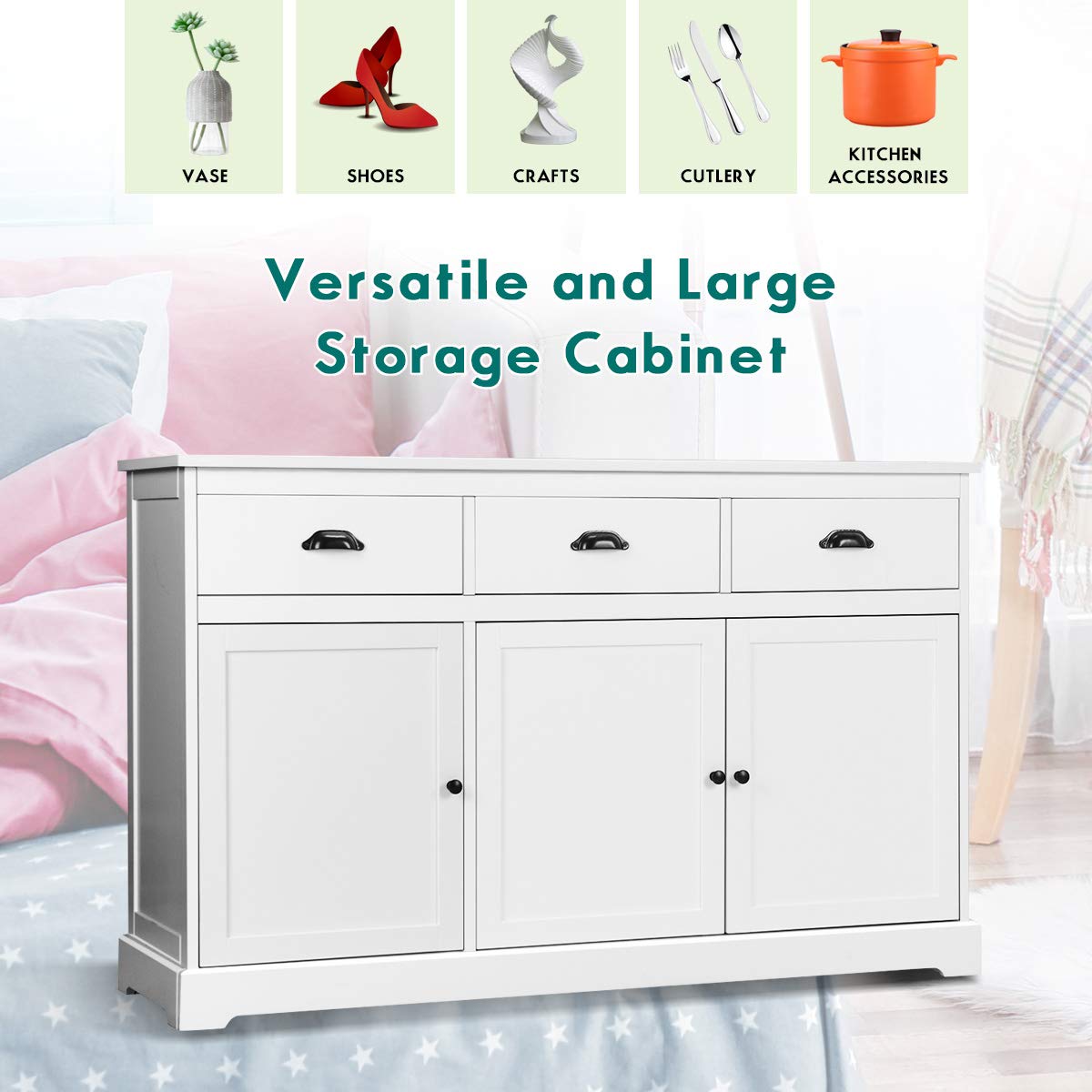 Goflame Sideboard Buffet Server Storage Cabinet Console Table
