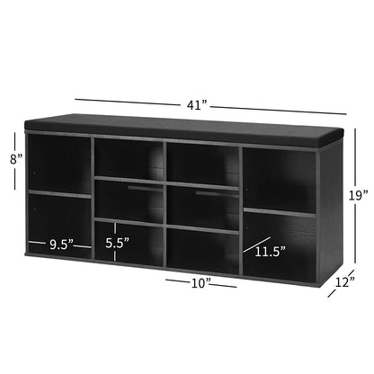 Goflame Shoe Storage Bench with Cushion, Entryway Shoe Rack Bench