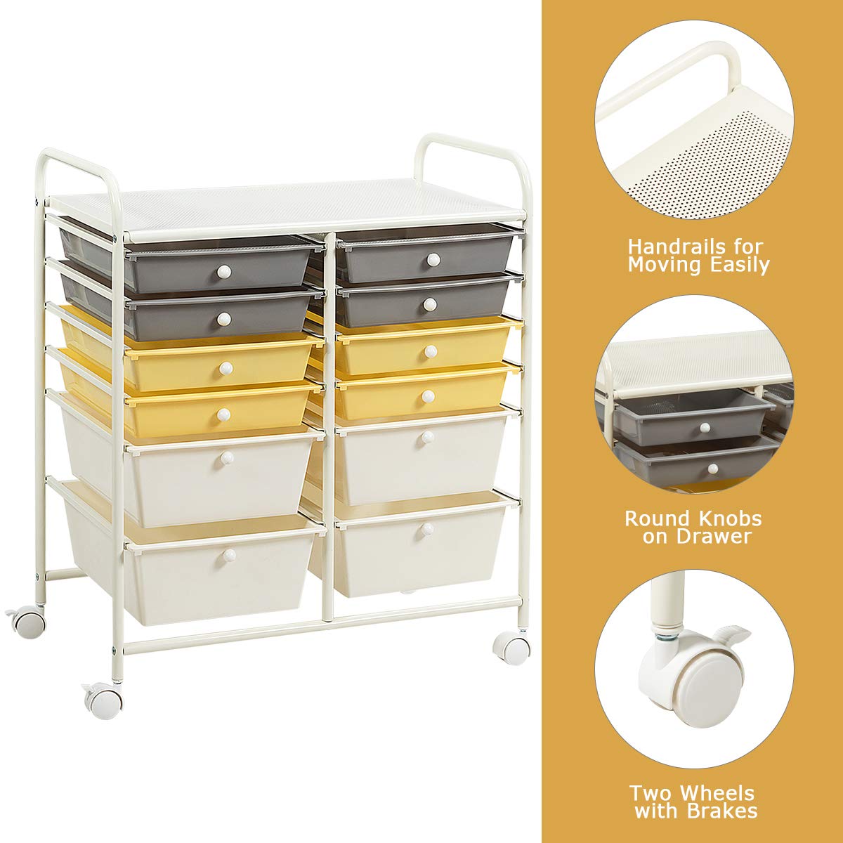 Goflame 12 Drawer Rolling Storage Cart