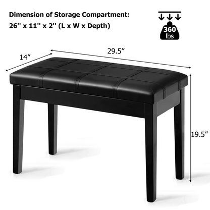 Goflame Wooden Duet Piano Bench with Padded Cushion and Music Storage