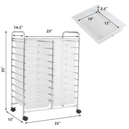 Goflame Storage Drawer Carts, 20-Drawer Organizer, Utility Cart on Wheels