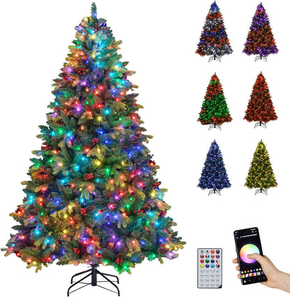 Goflame Smart Pre-Lit Artificial Christmas Tree with Remote Control APP-Controlled Multicolored RGB Lights
