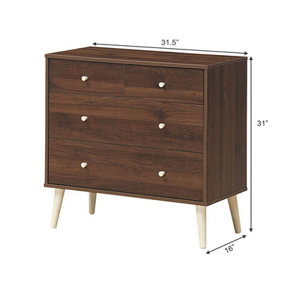Goflame 4-Drawer Dresser, Free-Standing Chest Wood Legs and Sliding Rail