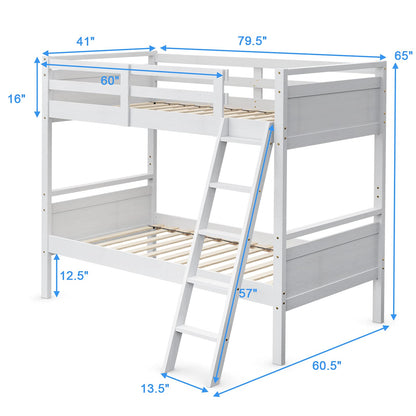 Goflame Twin Over Twin Bunk Bed, Solid Wood Twin Bunk Bed Convertible Into Two Individual Beds