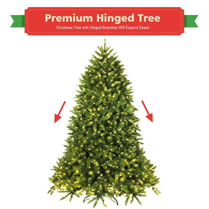 7.5ft Prelit Christmas Tree, Premium Hinged Artificial Fir Tree - GoflameUS