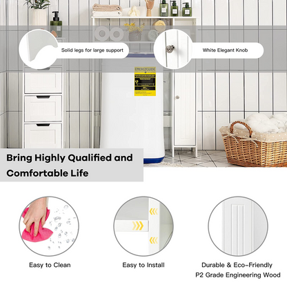 Goflame Over-The-Toilet Storage Rack, Bathroom Freestanding Space Saver with 1-Door Side Storage Cabinet