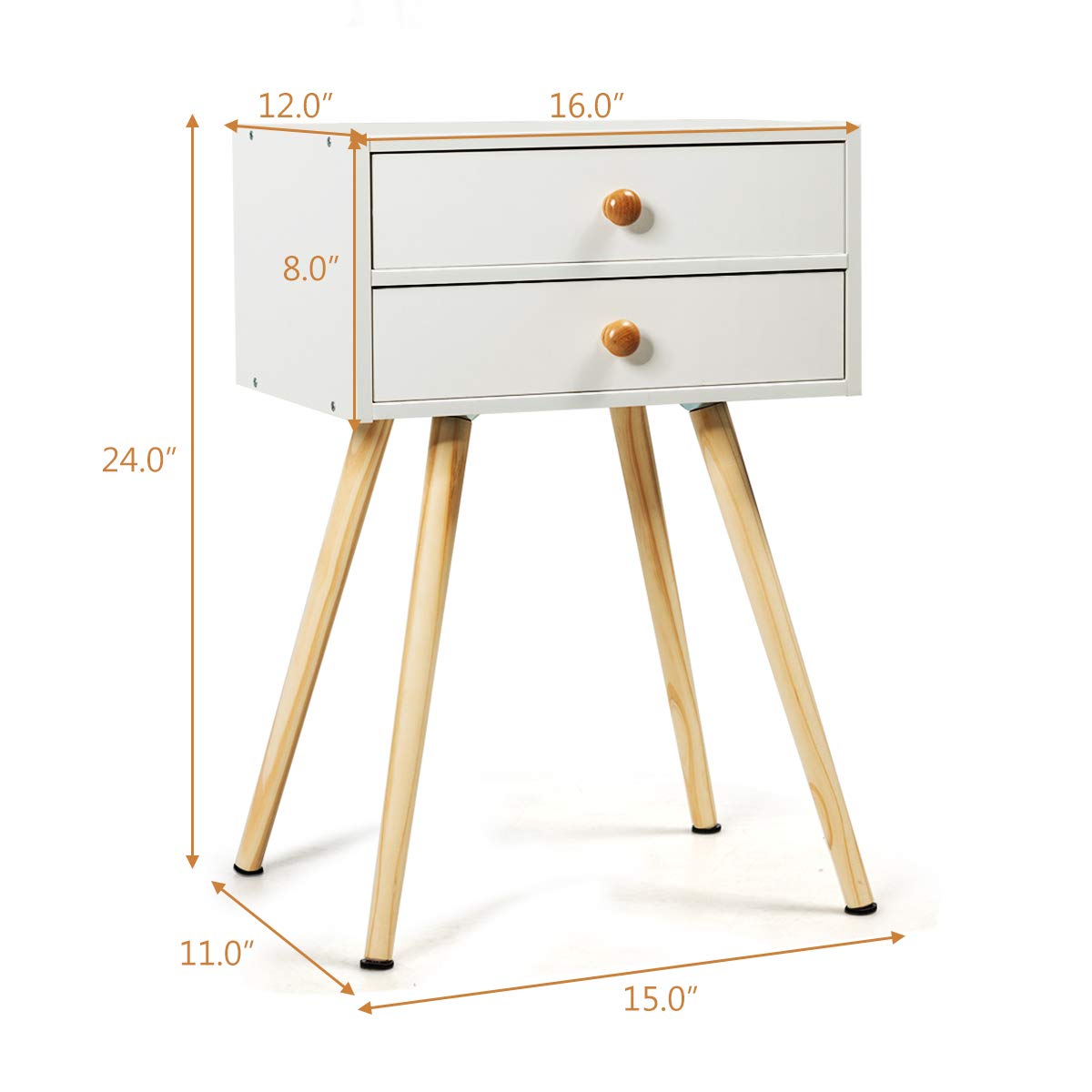 Goflame Nightstand W/2 Drawers for Bedroom