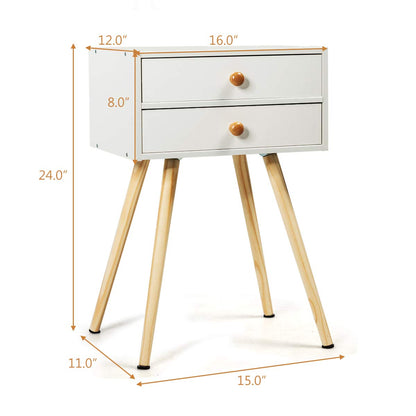 Goflame Nightstand W/2 Drawers for Bedroom