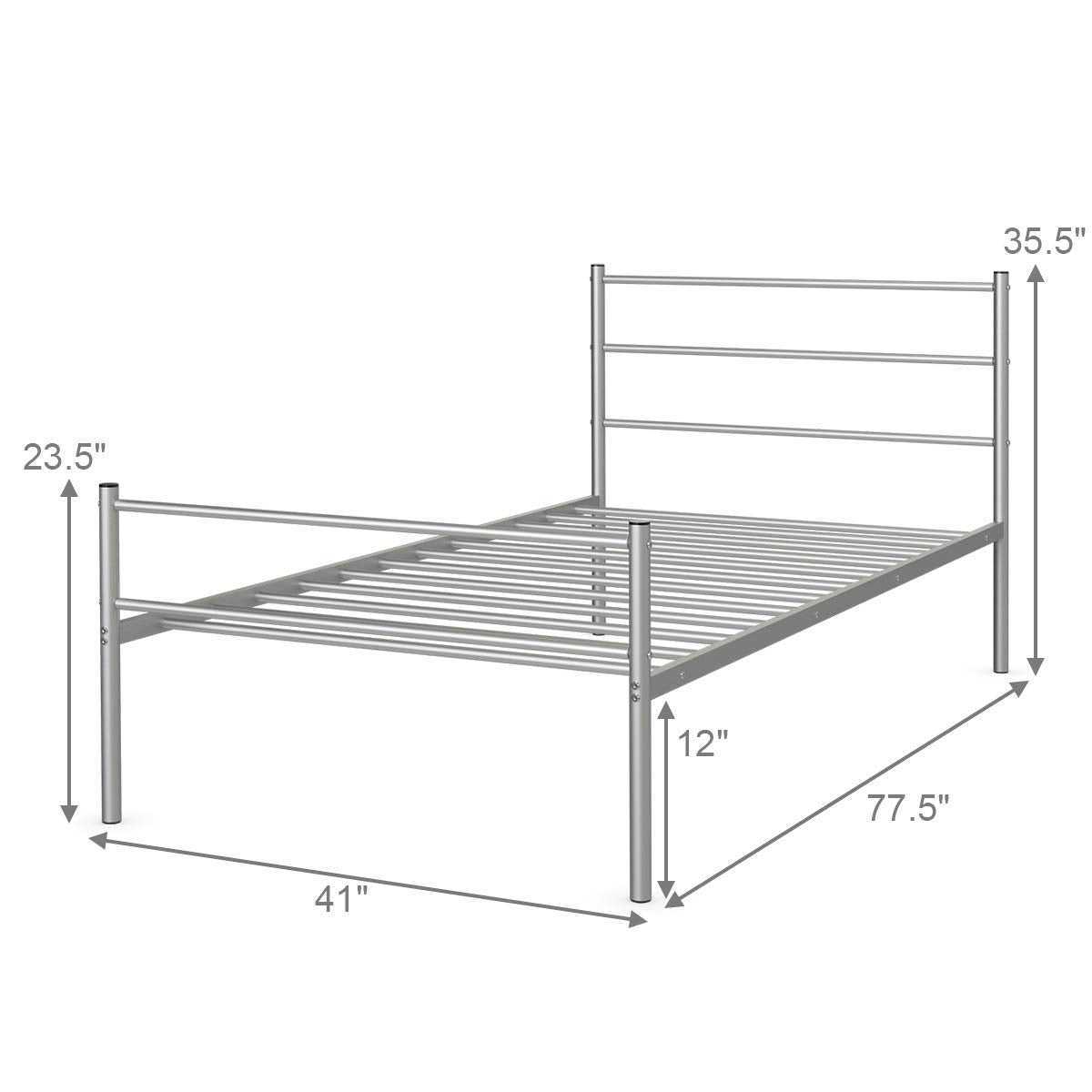 Goflame Twin Size Platform Bed with Headboard and Footboard