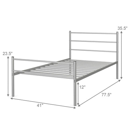Goflame Twin Size Platform Bed with Headboard and Footboard
