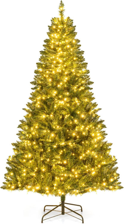 Goflame Pre-Lit Artificial Christmas Tree with 7 Lighting Modes & Folding Metal Stand