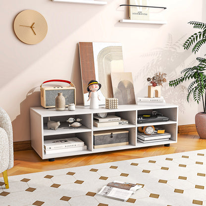 6-Cubby TV Stand for TVs up to 50 Inches, White TV Console Table with Adjustable Shelves