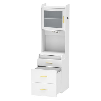3-in-1 Vanity Desk with Flip Top Mirror, Hidden Rolling Chair, Charging Station