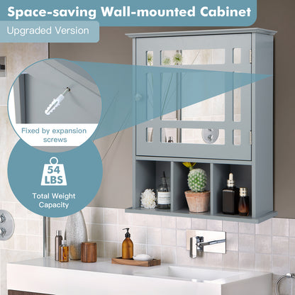 Bathroom Medicine Cabinet with Mirror, Wall Mounted Hanging Storage Organizer with Adjustable Shelf