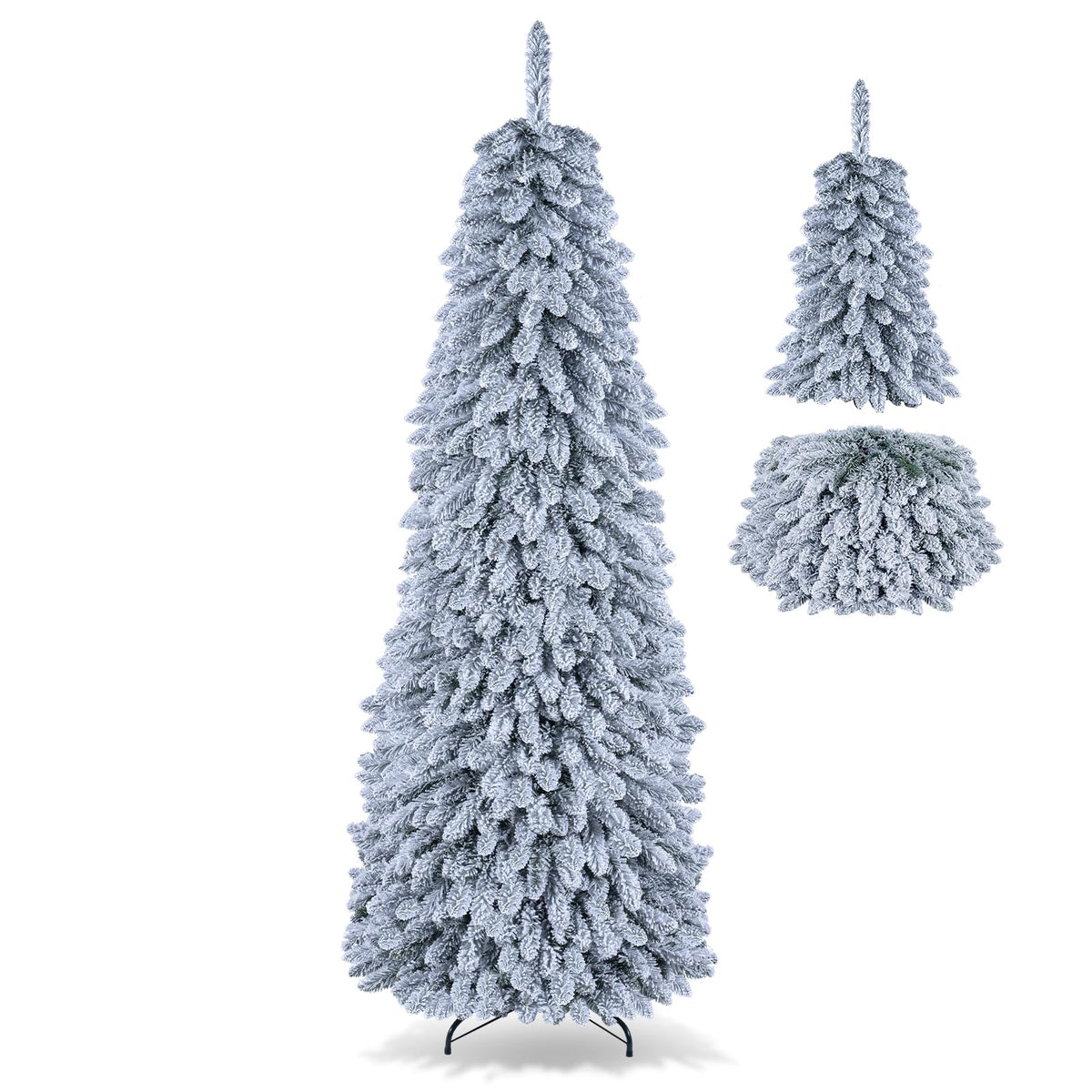 GOFLAME 6FT/7FT Pop Up Christmas Tree | Snow Flocked Collapsible Xmas Tree