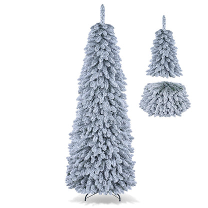 GOFLAME 6FT/7FT Pop Up Christmas Tree | Snow Flocked Collapsible Xmas Tree