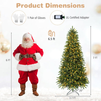 GOFLAME 5FT/6FT/7FT/8FT Pre-lit Christmas Tree | Holiday Decoration Tree with Warm White LED Lights