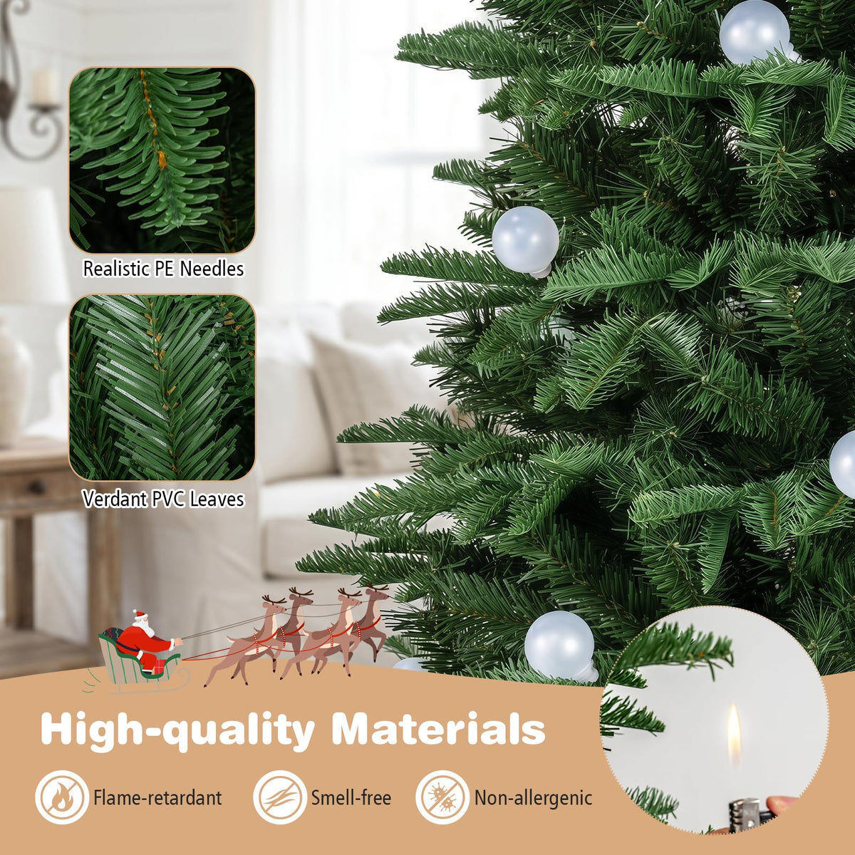 GOFLAME 7FT/8FT Pre-lit Christmas Tree with Power Connector