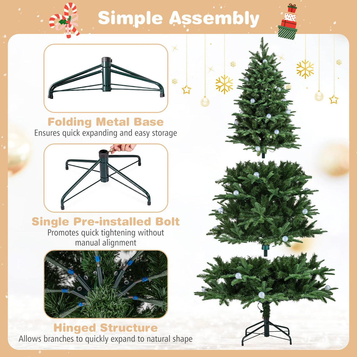 GOFLAME 7FT/8FT Pre-lit Christmas Tree with Power Connector