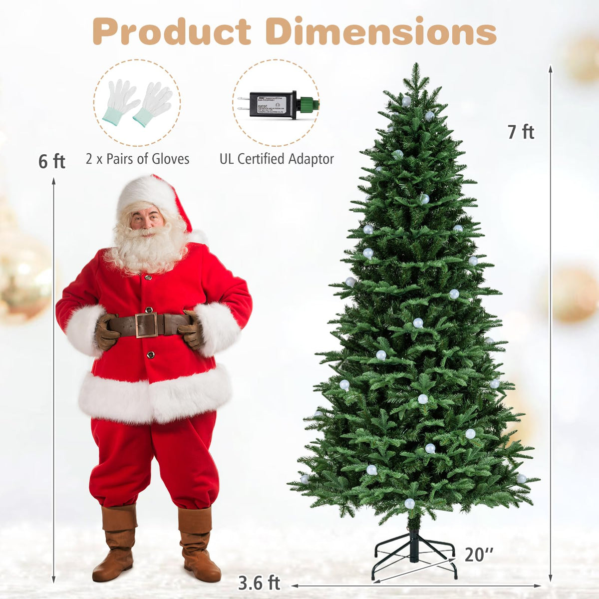 GOFLAME 7FT/8FT Pre-lit Christmas Tree with Power Connector