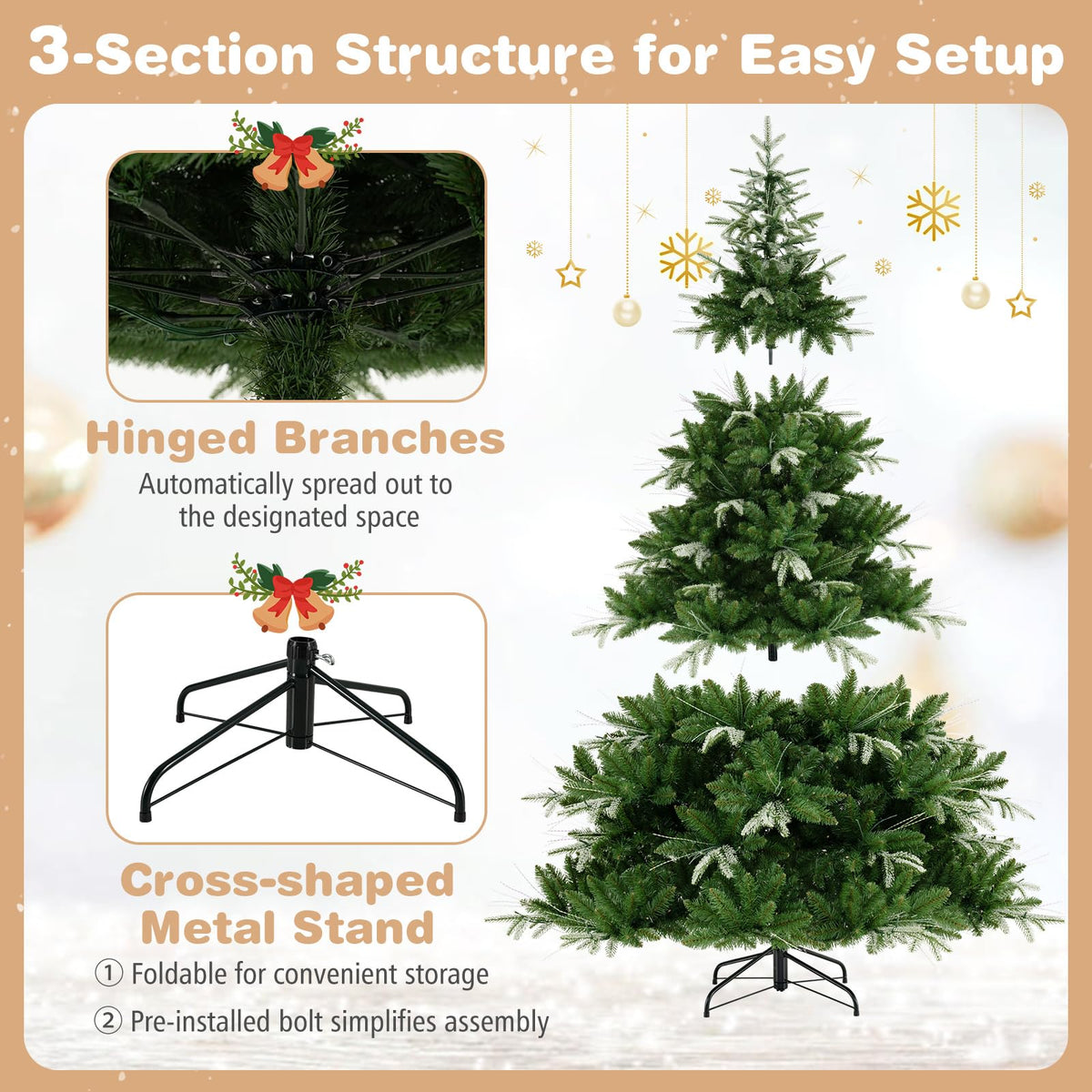 GOFLAME 7.5FT/9FT Pre-Lit Christmas Tree with Remote