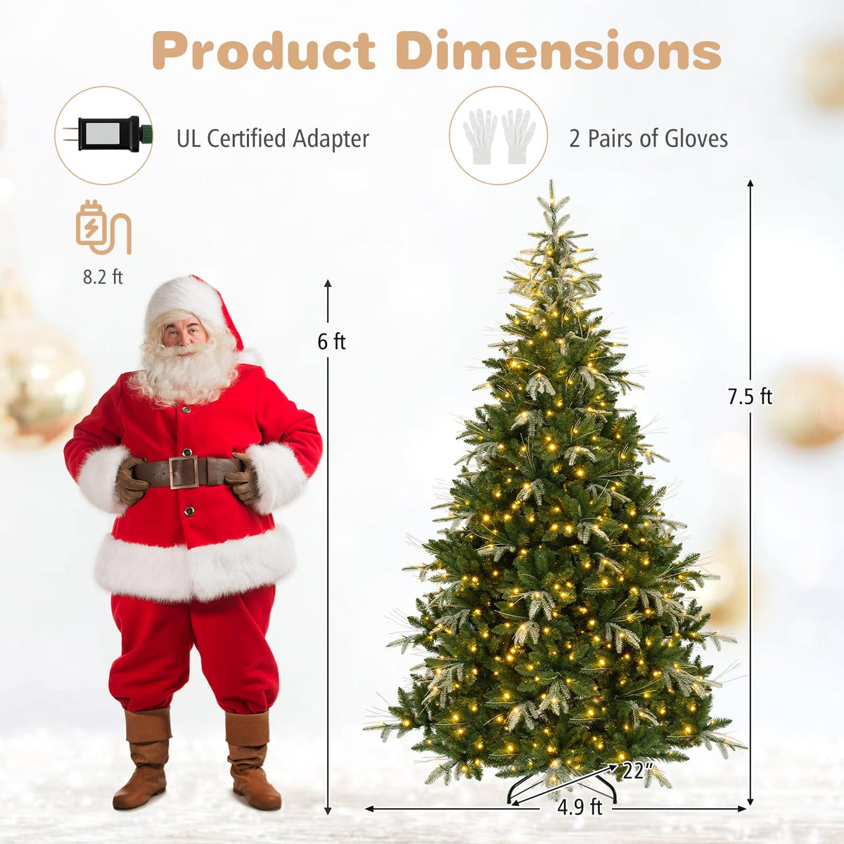 GOFLAME 7.5FT/9FT Pre-Lit Christmas Tree with Remote