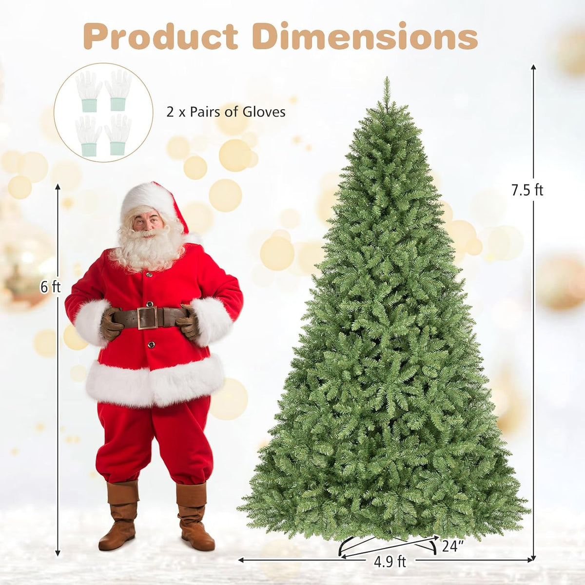 GOFLAME Artificial Christmas Tree with Folding Metal Stand Green