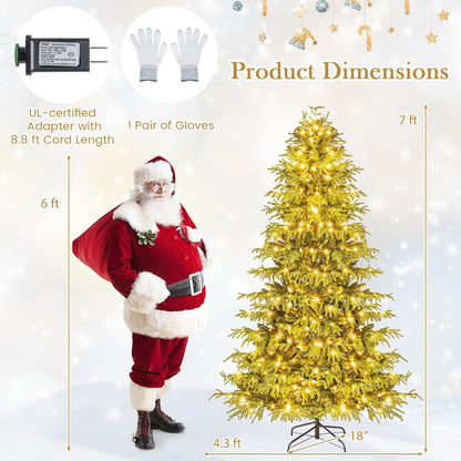 Goflame Pre-Lit Artificial Christmas Tree with PVC & Soft TPE Branch Tips & Foldable Metal Stand