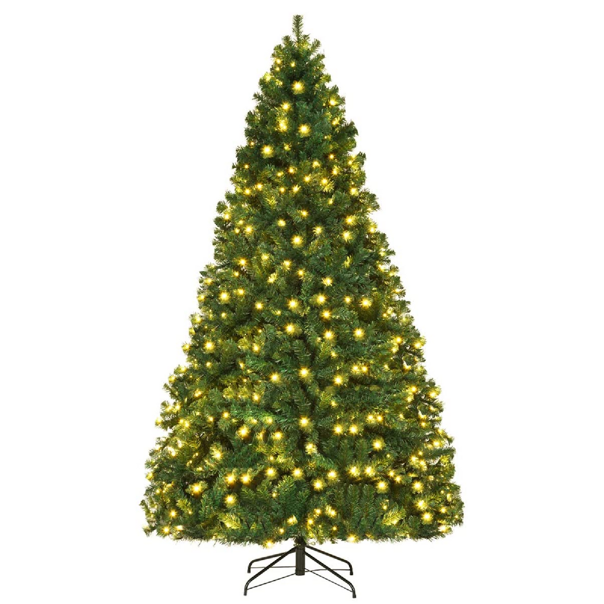 Pre-Lit PVC Artificial Christmas Tree Auto-Spread/Close up Premium Spruce Hinged